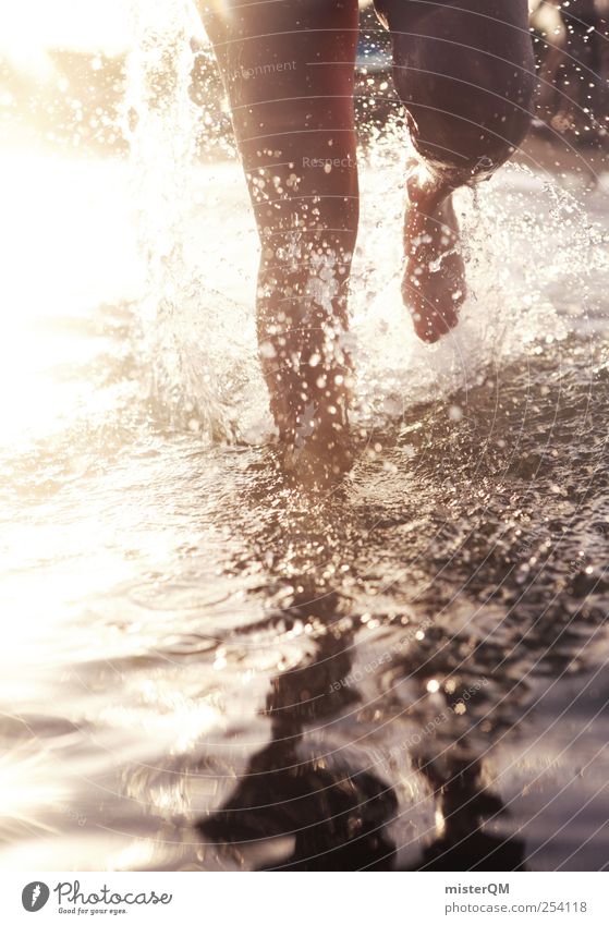 Platsch-Quatsch VI Esthetic Drops of water Water Surface of water Inject Running Dynamics Woman Woman's leg Legs Exterior shot Life Experience Freedom