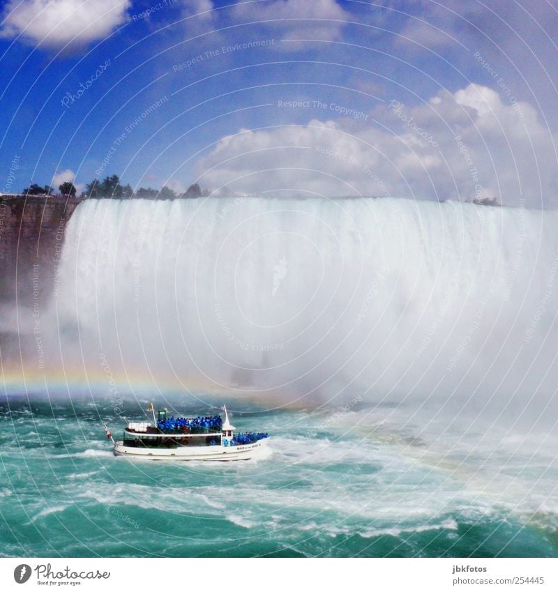 joyride Environment Nature Elements Water To fall Fantastic Gigantic Kitsch Blue Canada Niagara Falls (USA) Boating trip Waterfall Rainbow Torrents of water