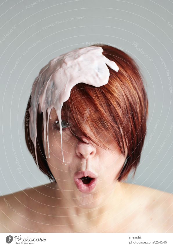 shit happens Style Human being Feminine Young woman Youth (Young adults) Woman Adults Head Hair and hairstyles 1 Crazy Yoghurt kleks Amazed Surprise Swinishness