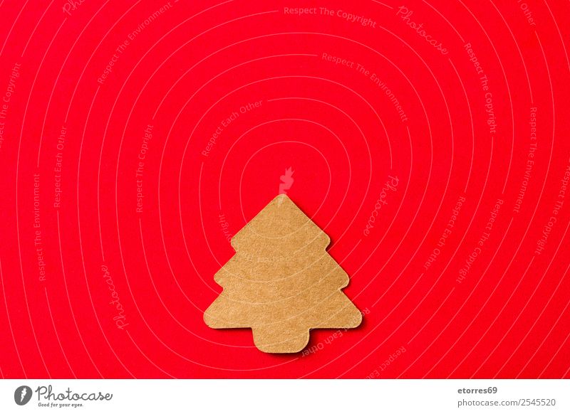 Christmas tree label on red background Label Red Feasts & Celebrations Gift Present Day Brown Symbols and metaphors Vacation & Travel Public Holiday Seasons