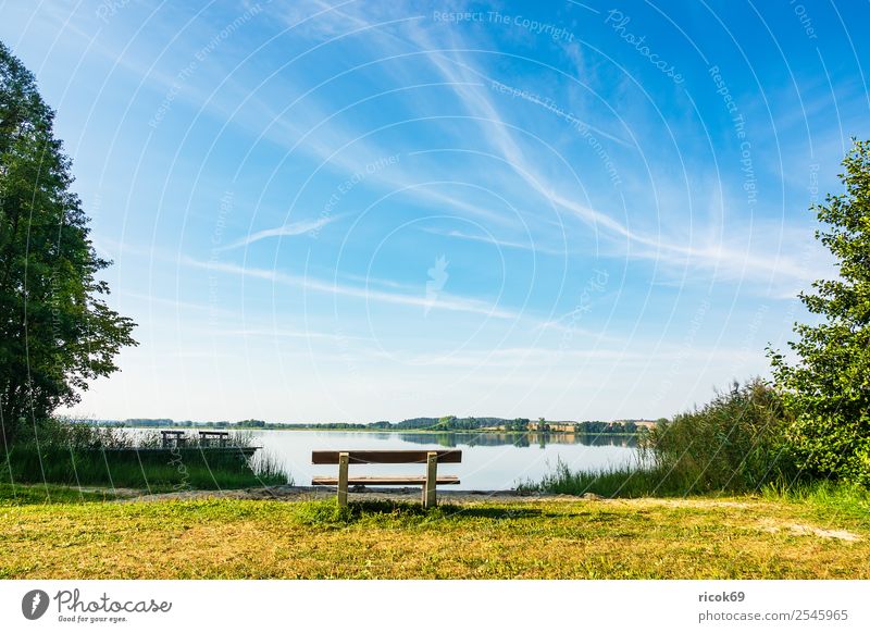 Landscape with lake in Potzlow Relaxation Fishing (Angle) Vacation & Travel Hiking Nature Clouds Tree Lake Blue Green Idyll Break Tourism potzlow Uckermark