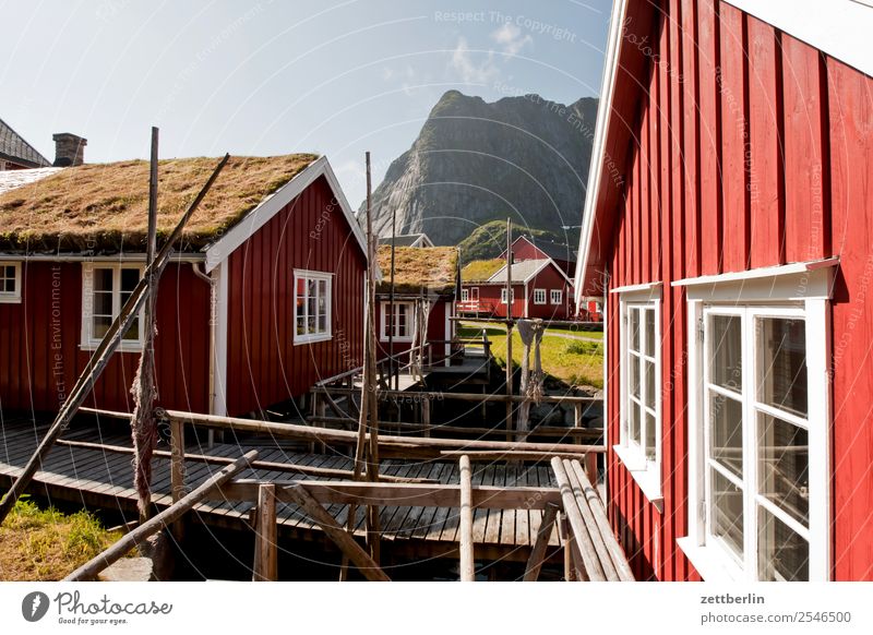 Rorbuer in Reine falun red Fishery Fisherman Fishing port Fishermans hut Maritime Nature Norway Travel photography Red Sweden Scandinavia Hut Vacation home