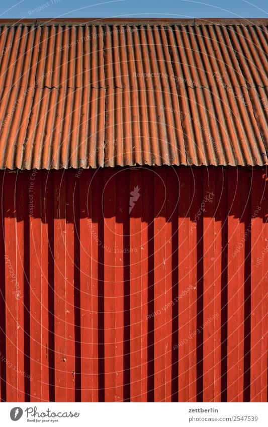 rorbu House (Residential Structure) Hut Roof Corrugated sheet iron Corrugated iron roof Facade falun red Vacation & Travel Fishery Fisherman Fishing port