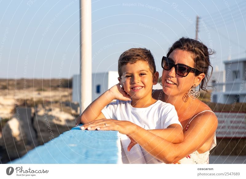Mother and son together outdoors at summer Eating Lifestyle Joy Happy Beautiful Vacation & Travel Tourism Summer Garden Mother's Day Child Human being Masculine