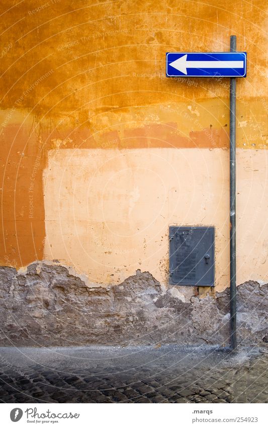 Nothing Left Rome Italy Wall (barrier) Wall (building) Traffic infrastructure Sign Signs and labeling Road sign Arrow Old Colour Lanes & trails Orientation