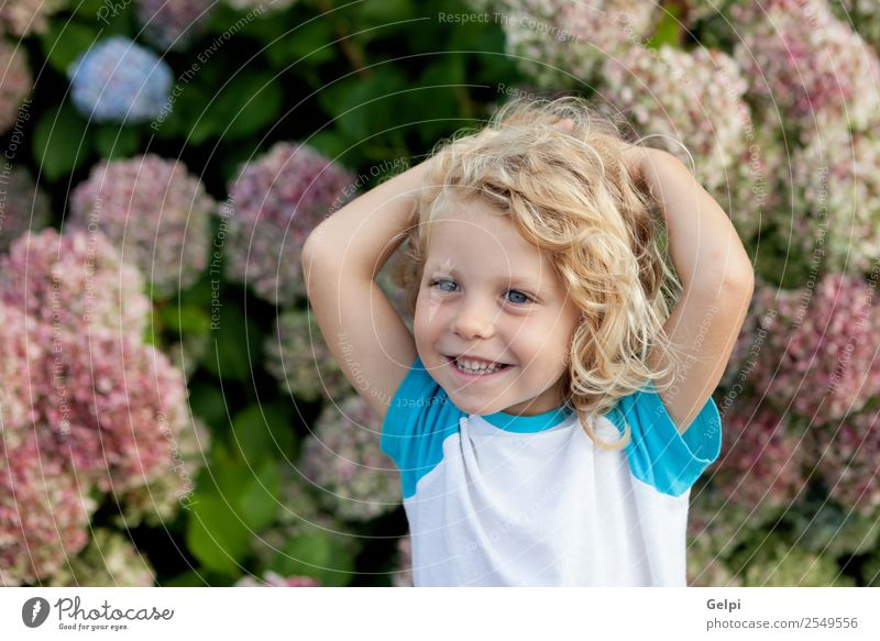 blond child Happy Beautiful Face Summer Garden Child Human being Baby Boy (child) Man Adults Infancy Hand Environment Nature Plant Flower Blonde Smiling Small