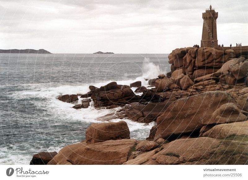 Lighthouse France Waves Ocean Water Rock