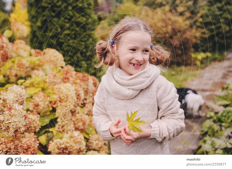 kid girl walking in the garden in late october or november Lifestyle Joy Vacation & Travel Garden Child Nature Autumn Flower Leaf Smiling Funny Natural Gardener