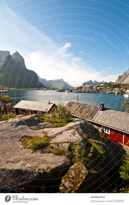 Kjerkfjorden, Reine Arctic Ocean Rock Vacation & Travel Fisherman Fishermans hut Harbour Sky Heaven Wooden house Hut Island Landscape Lofotes Maritime Deserted