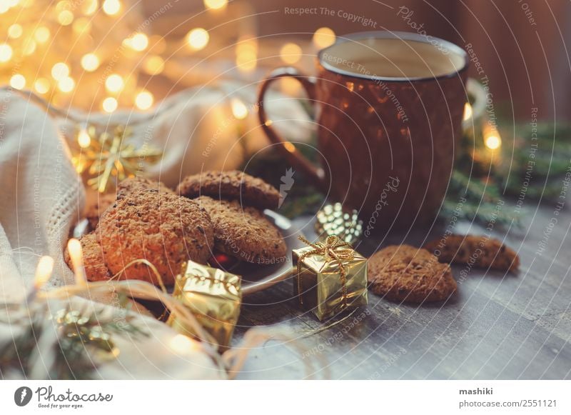 cozy Christmas and winter setting with homemade cookies Dessert Hot Chocolate Coffee Winter Decoration New Year's Eve Safety (feeling of) Tradition christmas