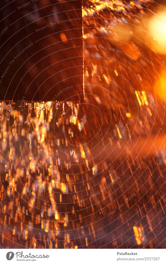 #A# Golden Square Art Esthetic Inject Sunset Fountain Water Drops of water Particle Abstract Colour photo Multicoloured Exterior shot Close-up Experimental