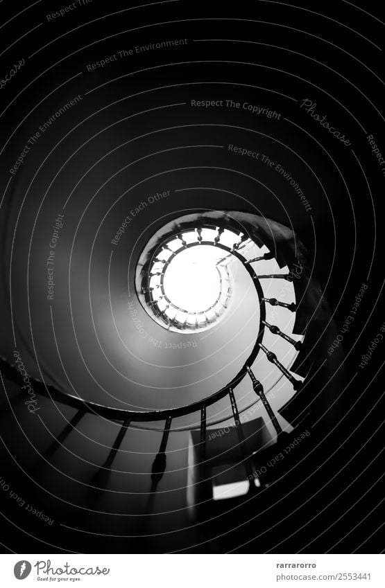 Black and white spiral staircase Design House (Residential Structure) Climbing Mountaineering Bottom Art Architecture Town Old town Building Stairs Metal