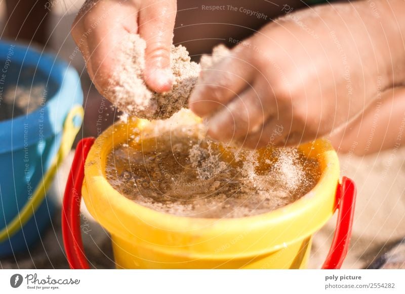 Children's hands playing in the sand on the beach Lifestyle Wellness Harmonious Playing Vacation & Travel Tourism Trip Summer Summer vacation Sunbathing Beach