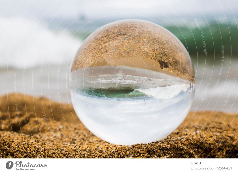 Sand and Surf with Breaking Wave Captured in Glass Ball Beautiful Vacation & Travel Tourism Summer Beach Island Nature Landscape Horizon Weather Virgin forest