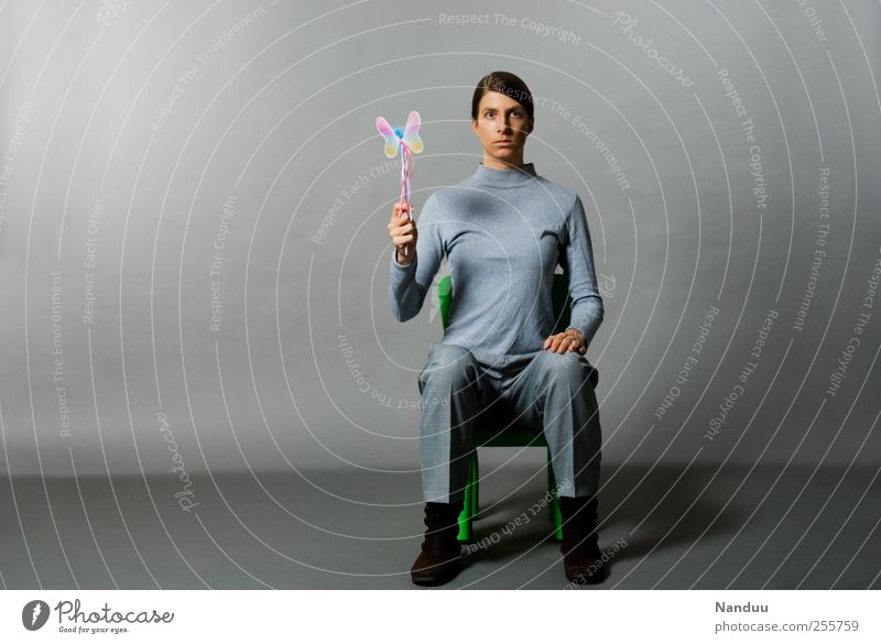 Charming! Human being 1 Nerdy Thin Gray Demanding Magic wand Butterfly Retentive Earnest Motionless Oppressive Colour photo Subdued colour Studio shot