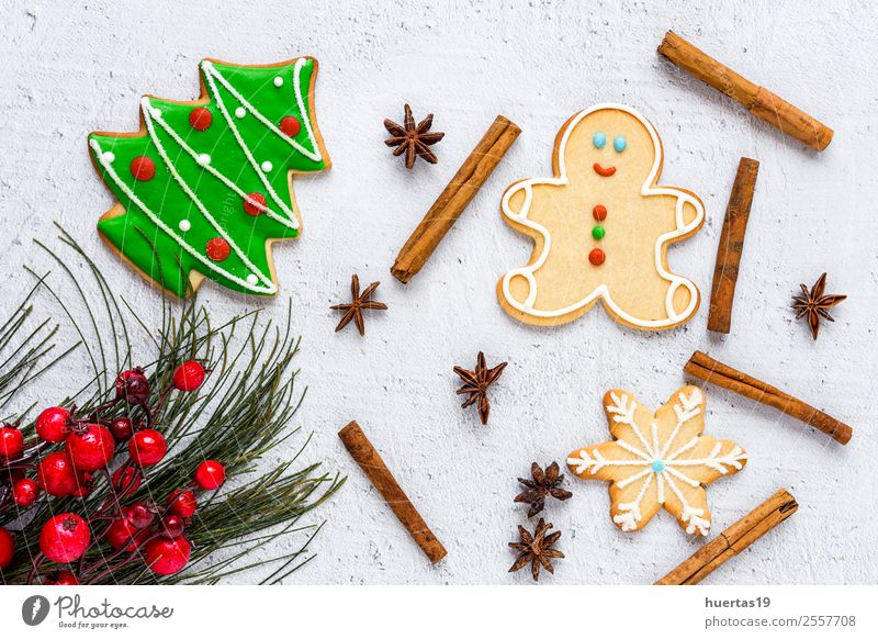 Christmas cookies on wooden table Dessert Vacation & Travel Decoration Feasts & Celebrations Family & Relations Tree Tradition Biscuit Food background Ornaments