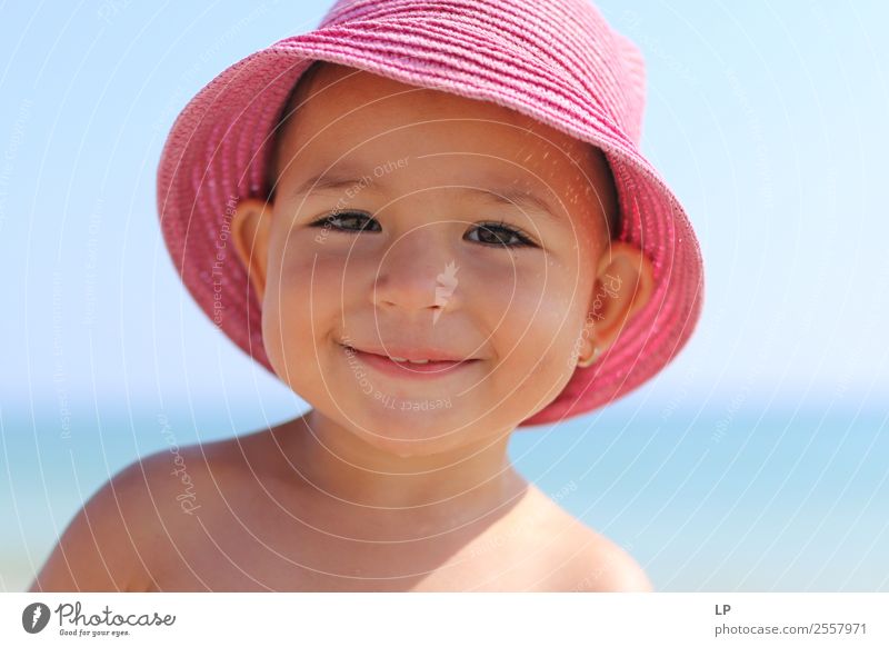 cute baby waering a hat and smiling at the camera Lifestyle Joy Beautiful Wellness Well-being Contentment Senses Vacation & Travel Sunbathing Parenting
