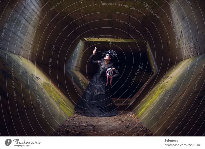 doll Hallowe'en Human being Feminine Woman Adults 1 Tunnel Manmade structures Building Architecture Creepy Gothic style Dress up Colour photo Exterior shot