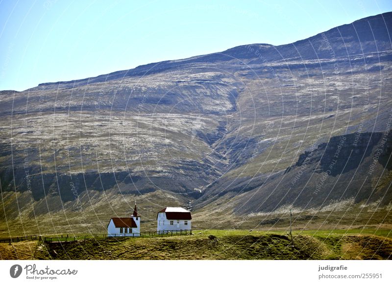 Iceland Environment Nature Landscape Sky Hill Rock Mountain House (Residential Structure) Church Manmade structures Building Kitsch Small Belief