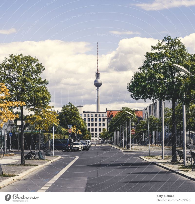 Berlin government district with a view of the television tower Weather Beautiful weather Capital city Downtown Antenna Tourist Attraction Landmark Identity