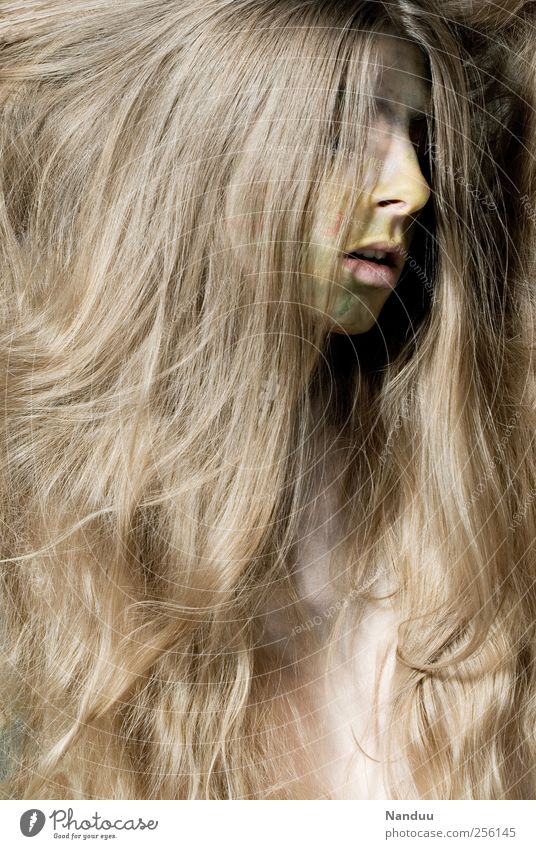 and the serenity of a tree Human being Feminine Hair and hairstyles 1 Esthetic Long-haired Painted Make-up Beauty Photography Blonde Own Colour photo