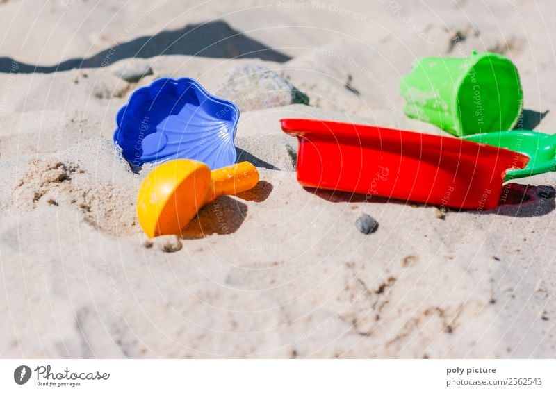 Colourful sand toys on the beach Vacation & Travel Tourism Trip Adventure Summer Summer vacation Sun Sunbathing Beach Spring Autumn Climate change