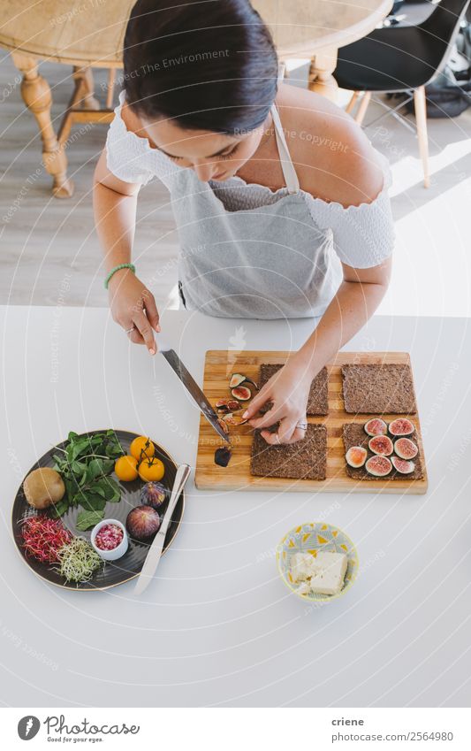 young woman preparing healthy lunch at home Cheese Vegetable Fruit Eating Dinner Diet Lifestyle Happy Beautiful Table Kitchen Human being Woman Adults Fresh