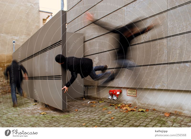 &lt;font color="#ffff00"&gt;-==- proudly presents Human being Masculine Man Adults Life 3 Jump Escape Flee Wall (barrier) Panic Threat Anxious Colour photo