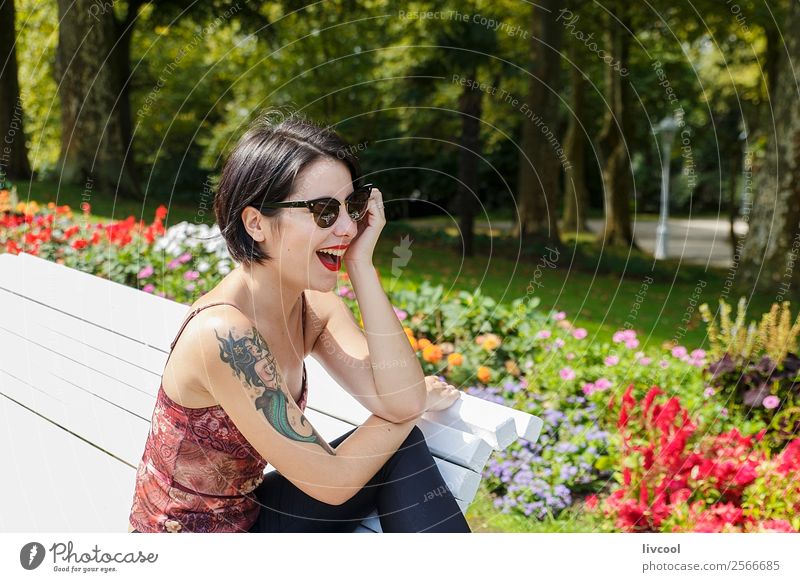 hipster girl in the park II Lifestyle Style Beautiful Summer Garden Human being Feminine Woman Adults Body 1 18 - 30 years Youth (Young adults) Nature Park