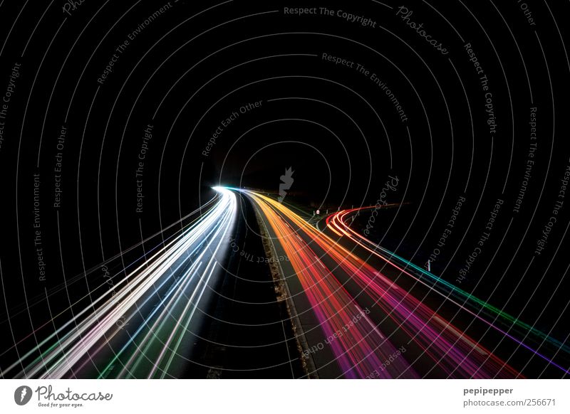 high speed Transport Passenger traffic Public transit Road traffic Motoring Street Highway Vehicle Car Truck Stripe Movement Driving Illuminate