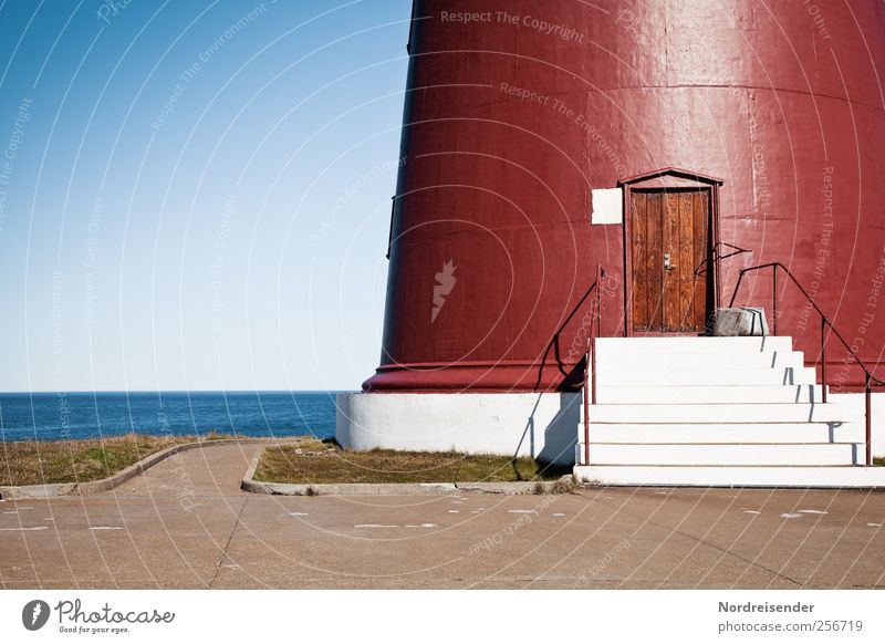 Slettnes fyr Vacation & Travel Tourism Far-off places Summer Sun Landscape Cloudless sky Beautiful weather Ocean Lighthouse Manmade structures Building