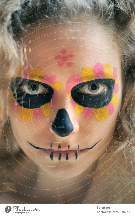 dios de los muertos III Hair and hairstyles Skin Face Cosmetics Make-up Hallowe'en Day of the Dead Human being Feminine Young woman Youth (Young adults) Eyes