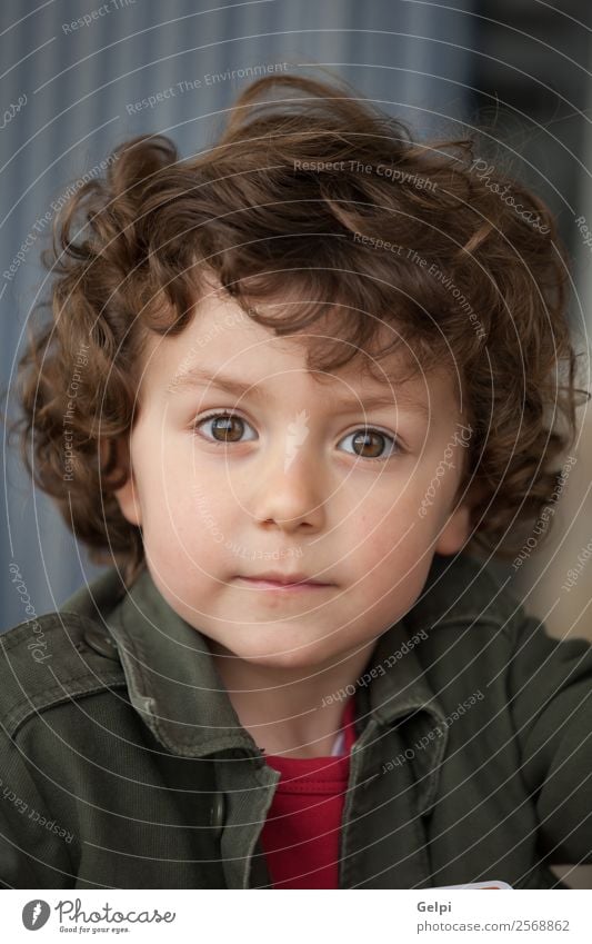 Small child with two years and curly hair looking at camera Joy Happy Face Kindergarten Child Human being Baby Toddler Boy (child) Man Adults Infancy Park