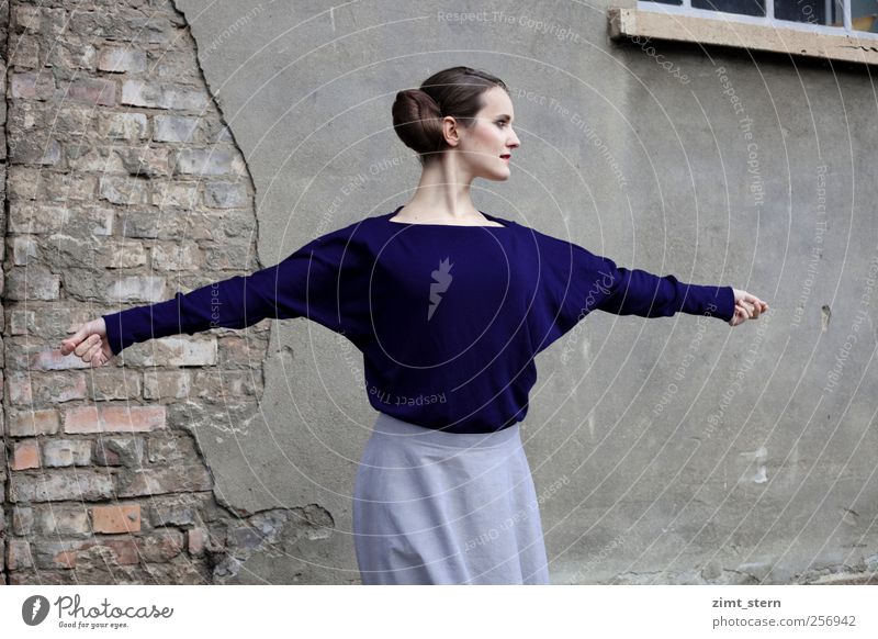 Blue Elegance II Elegant Style Beautiful Dancing school Body tension Ballet Feminine Young woman Youth (Young adults) 1 Human being Wall (barrier)