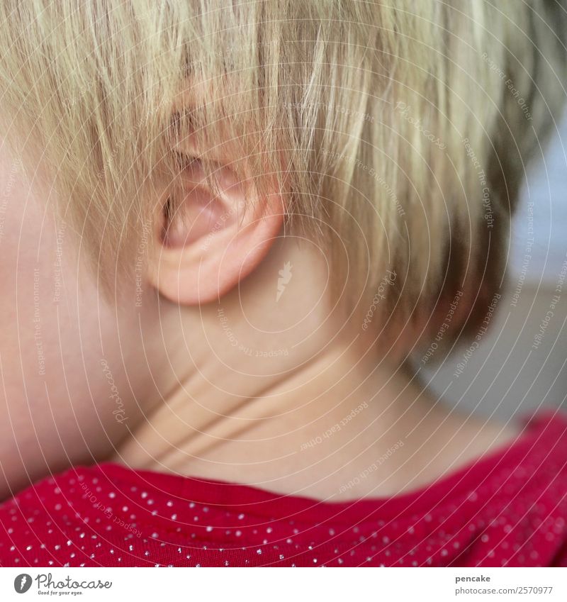 Surprise? Child Ear 1 Human being 3 - 8 years Infancy Listening Emotions Watchfulness Intuition Anticipation Tension Blonde Girl Colour photo Interior shot
