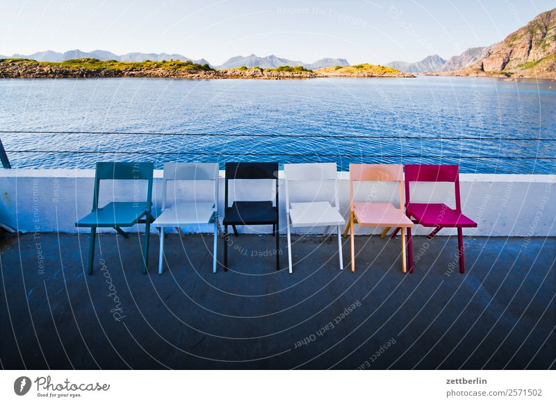 Six chairs in Henningsvær Arctic Ocean Europe Rock Vacation & Travel Fjord Sky Heaven Horizon Island Landscape Maritime Nature Nordic Norway Travel photography