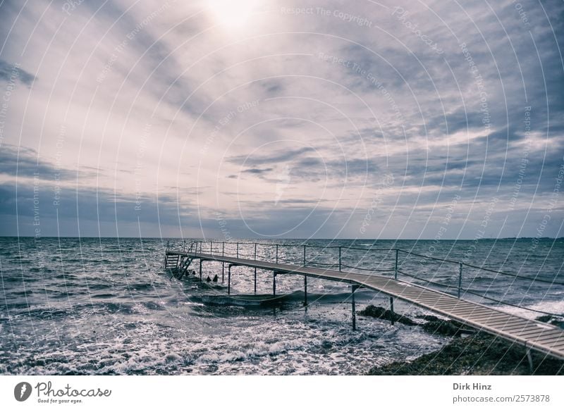 Bathing jetty near Marstal on the Danish island of Aerö Vacation & Travel Environment Nature Landscape Elements Water Sky Clouds Horizon Weather Waves Coast