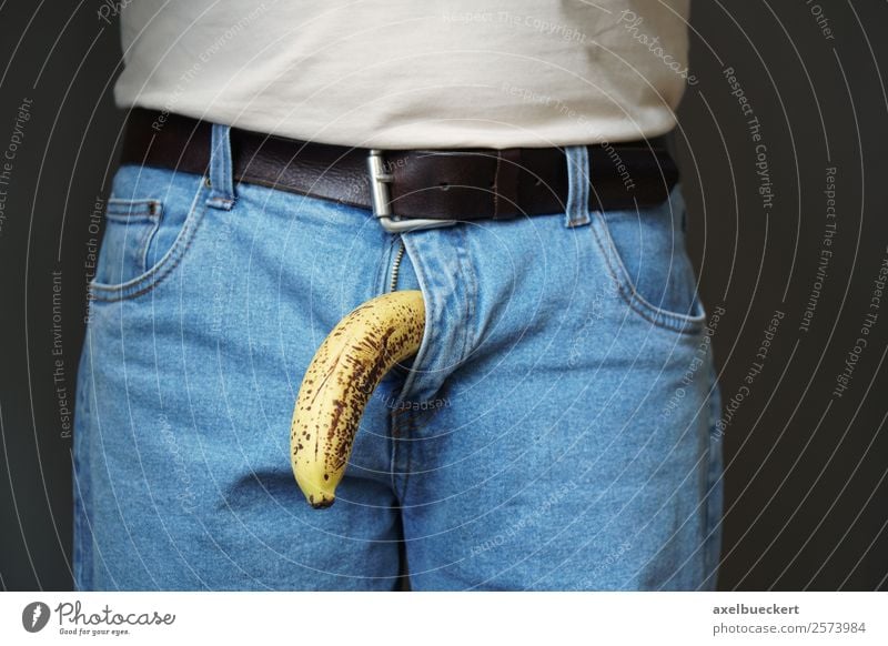 Impotence or erectile dysfunction - concept with banana Banana Penis impotence Erection Erectile dysfunction Masculine Adults Pants Man Jeans Sex Healthy