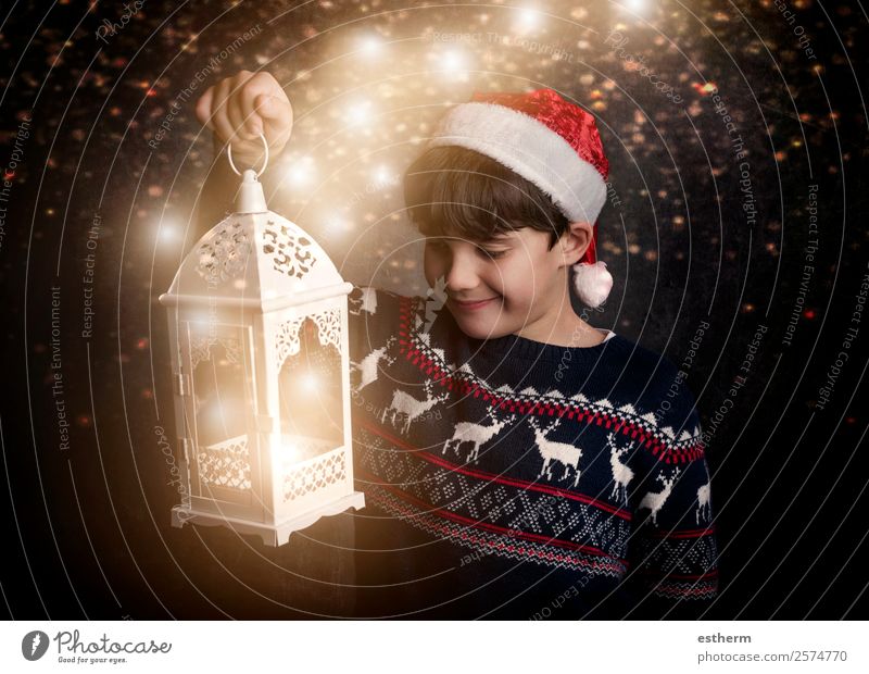 Happy child on Christmas eve Lifestyle Joy Winter Feasts & Celebrations Christmas & Advent New Year's Eve Human being Masculine Child Toddler Infancy 1