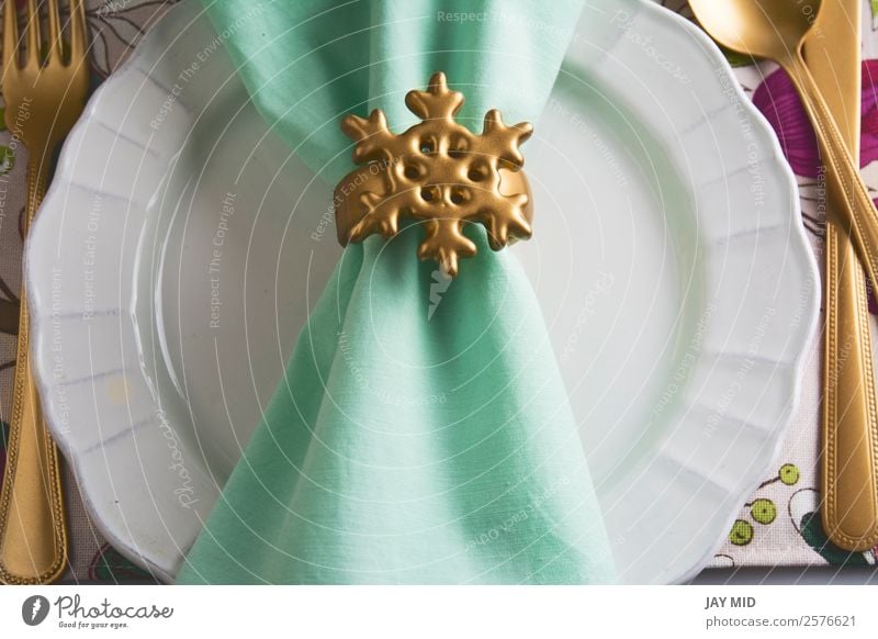 christmas table setting golden napkin holder, snow star Dinner Plate Cutlery Fork Spoon Elegant Decoration Table Feasts & Celebrations Thanksgiving