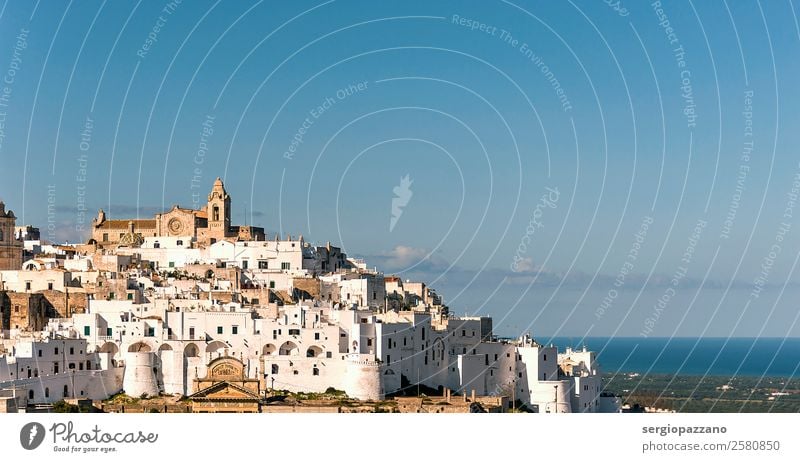 Panoramic view of the white village of Ostuni in Salento Lifestyle Elegant Exotic Cycling Swimming & Bathing Jogging Hiking Environment Nature Landscape Coast