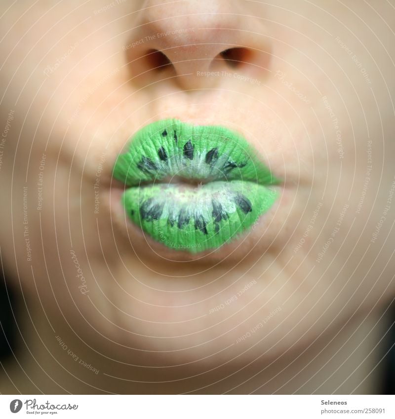 now with taste Food Fruit Kiwifruit Nutrition Face Make-up Lipstick Human being Nose Mouth 1 Plant Kissing Near Colour photo Day Shallow depth of field