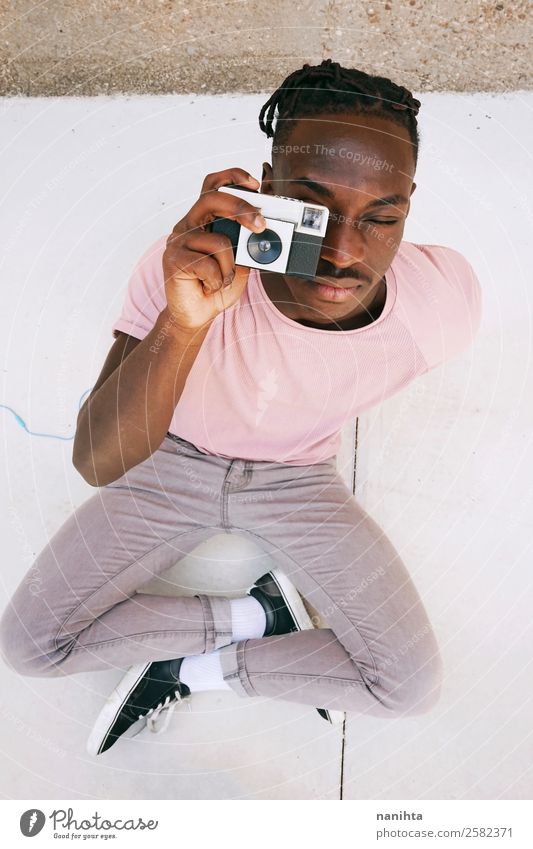 Young man taking photos Lifestyle Style Design Leisure and hobbies Photography Photographer Work and employment Profession Camera Human being Masculine