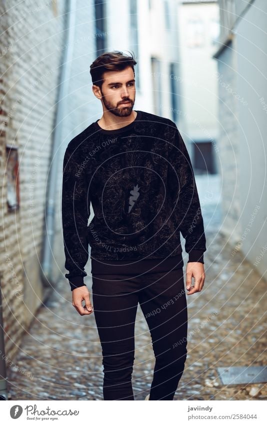 Young bearded man in urban background wearing casual clothes Lifestyle Style Beautiful Hair and hairstyles Human being Masculine Young man Youth (Young adults)