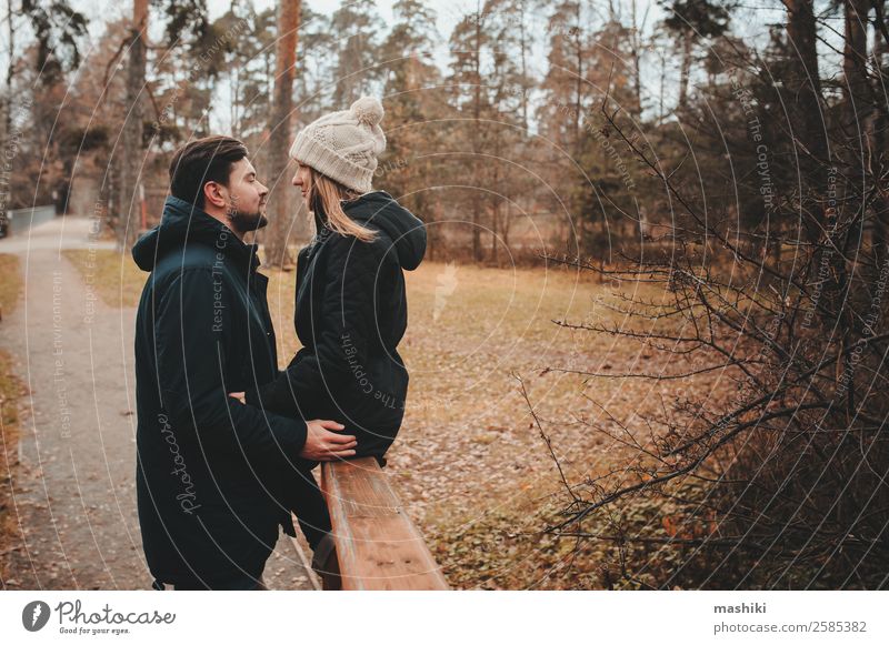 loving young couple happy together outdoo Lifestyle Joy Vacation & Travel Woman Adults Man Family & Relations Friendship Couple Nature Autumn Forest Smiling