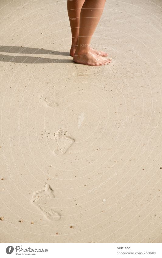 footprints Footprint Feet Legs Man Woman Beach Vacation & Travel Lanes & trails Going Corridor Sand Sandy beach Speech bubble copyspace European Thailand Asia