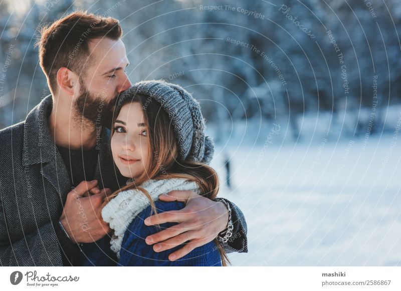 young happy couple spending winter vacation outdoors Lifestyle Happy Relaxation Leisure and hobbies Vacation & Travel Freedom Winter Snow Winter vacation Man