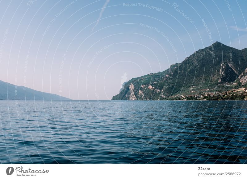Lake Garda | Italy Nature Landscape Summer Beautiful weather Mountain Lakeside Sustainability Natural Blue Calm Hope Loneliness Idyll Environment