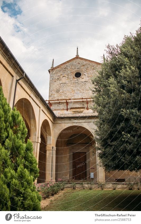 monasteries Church Old Esthetic Monastery Italy Manmade structures Tree Clouds Religion and faith Travel photography Break Arch Door Wall (barrier) Colour photo