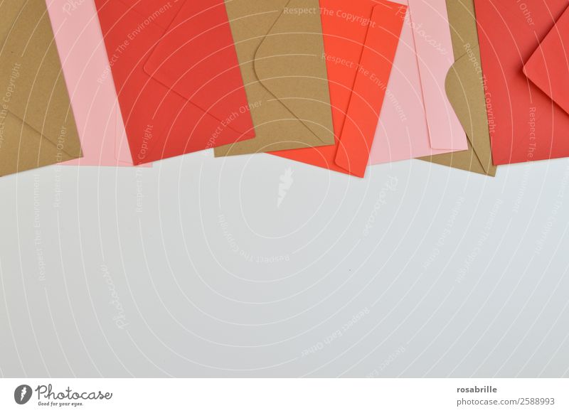 colourful envelopes in a row Leisure and hobbies Salutation Invitation Email Write Stationery Paper Letter (Mail) Envelope (Mail) Information Above Brown Pink